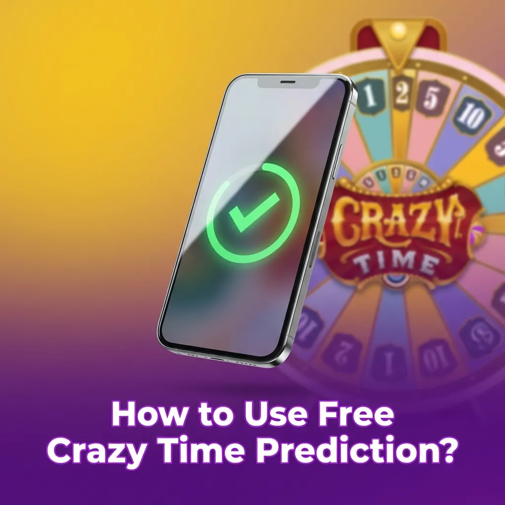 Illustration of Crazy Time prediction app showing free trial tips, betting suggestions, and step‑by‑step usage on a casino game screen
