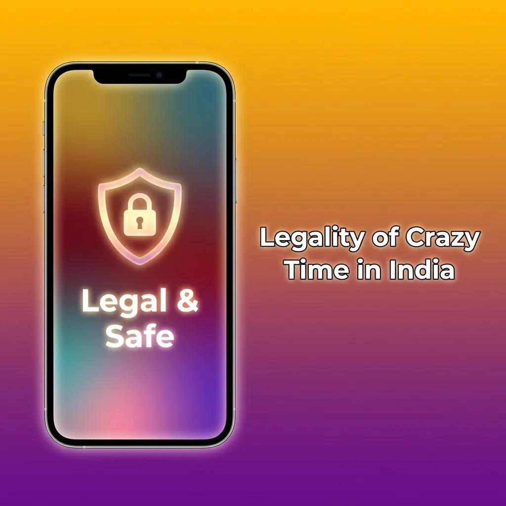 Infographic on Crazy Time’s legality in India, showing offshore casinos, licensing badges, and responsible gaming reminders