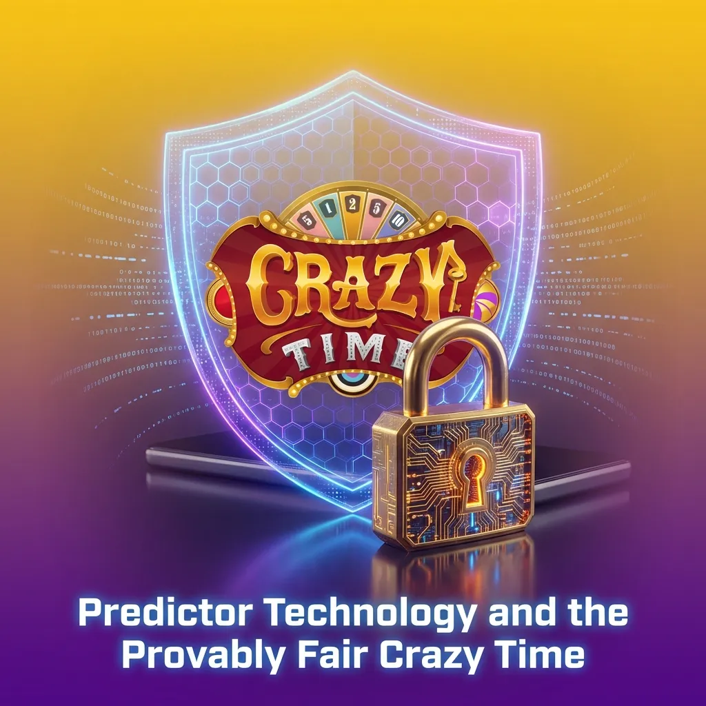 Illustration of Crazy Time game wheel beside charts and predictor app graphics, highlighting randomness and probability, not guaranteed wins