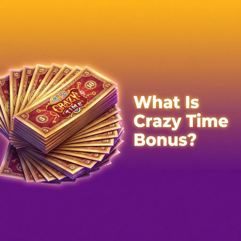 Illustration of Crazy Time casino bonus showing matched deposit, free spins, and wagering requirement icons around a game wheel