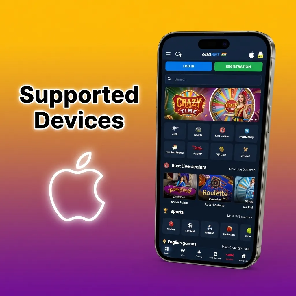 Supported Android phones list showing budget, mid-range and flagship devices that run the 4rabet Crazy Time app smoothly