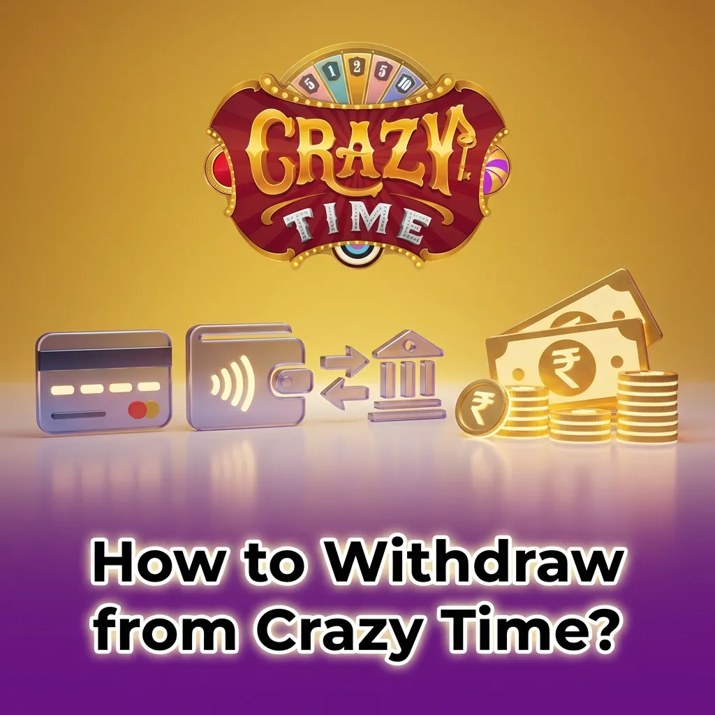 Illustrated step-by-step guide showing how to withdraw money from Crazy Time after completing KYC verification