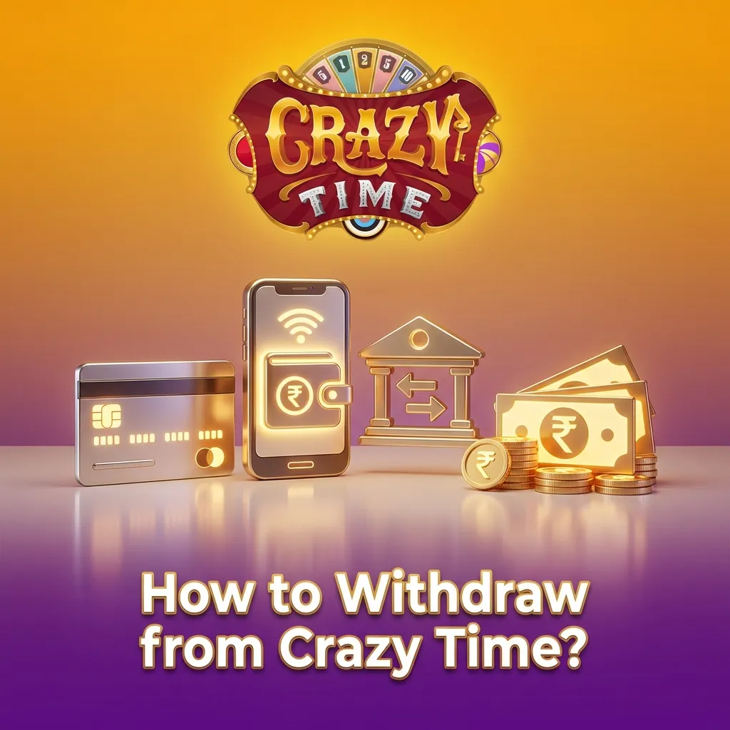 Illustrated guide showing Crazy Time withdrawal steps on a betting site cashier screen with multiple payment options.