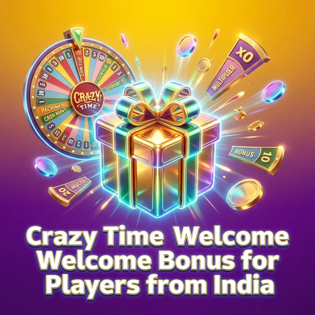 Banner promoting Crazy Time welcome bonus for Indian players, showing ₹1 Lakh offer and steps to claim it