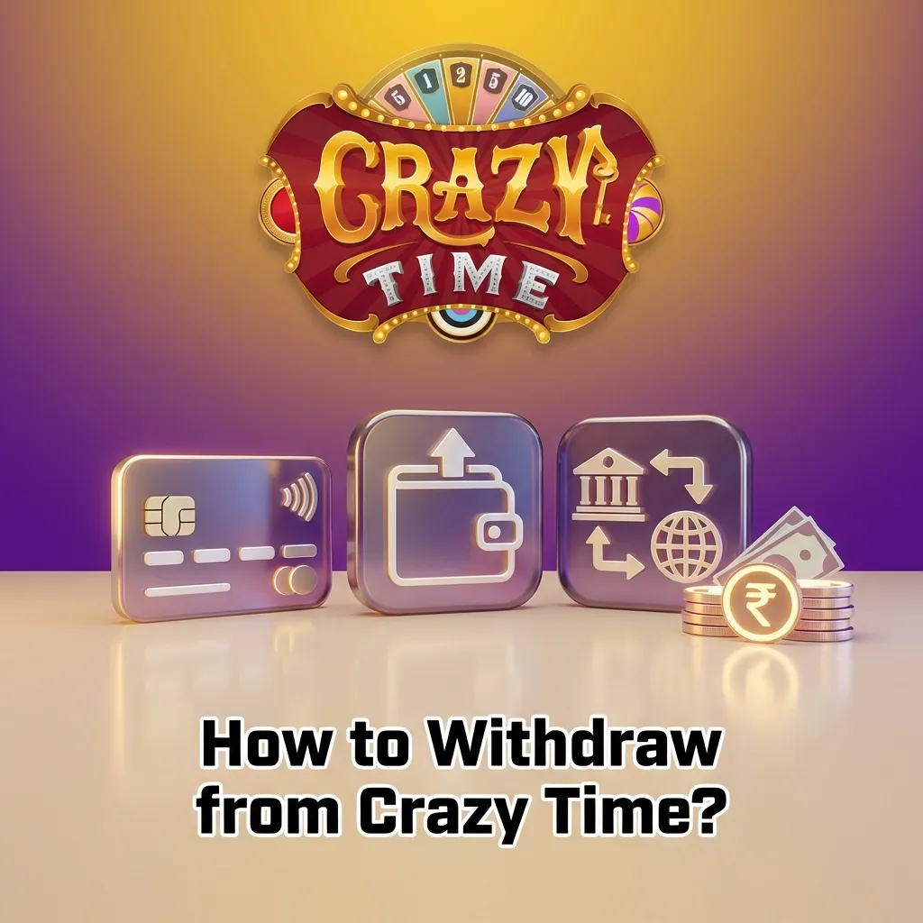 Illustrated guide showing KYC verification steps and app screens for withdrawing Crazy Time winnings to bank, card, or Astropay