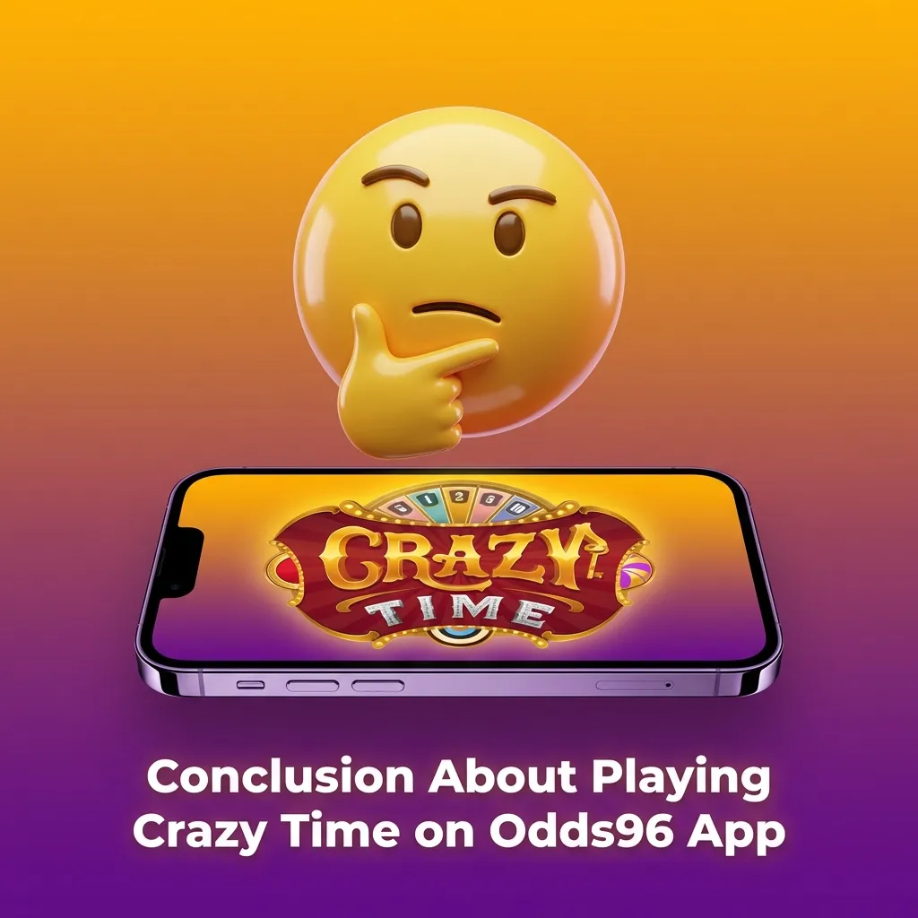 Smartphone screen showing Crazy Time wheel, bets and multipliers in the Odds96 app, optimized for Indian players.