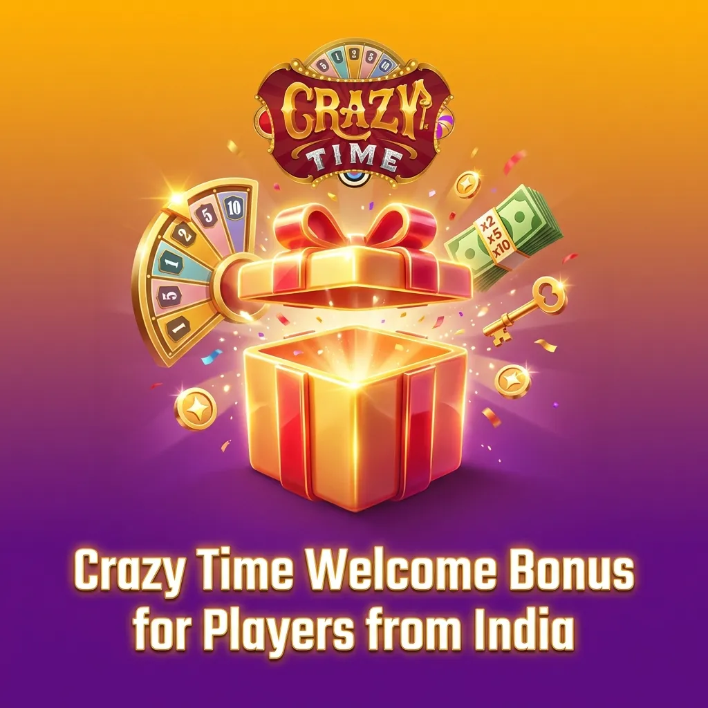 Promotional banner for Odds96 Crazy Time welcome bonus in INR, showing 100% match offer for new Indian casino players