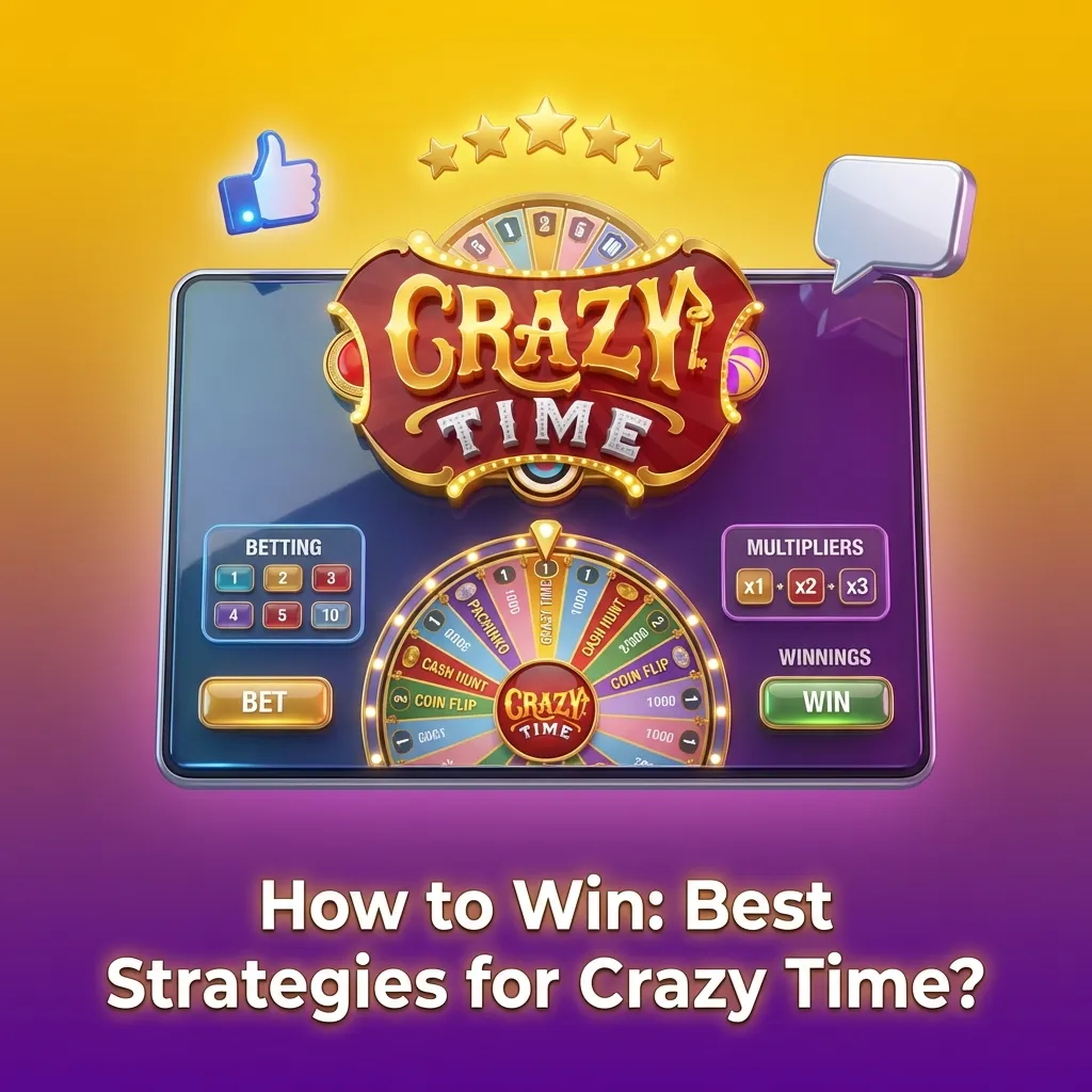 Infographic on Crazy Time strategies showing split bets, bonus focus, budget control, and stats as guidance not prediction