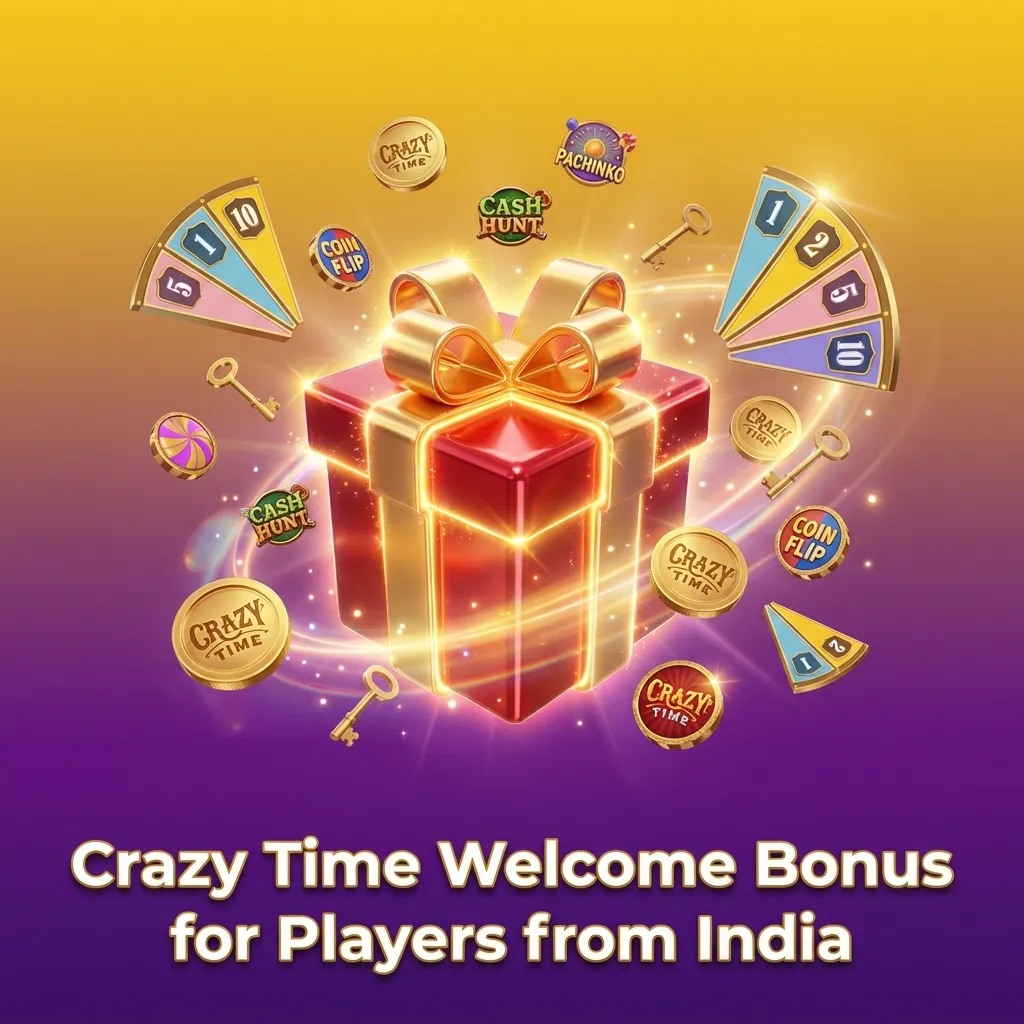 Colorful Crazy Time casino banner showing 125% welcome bonus up to ₹25,000 for new players from India
