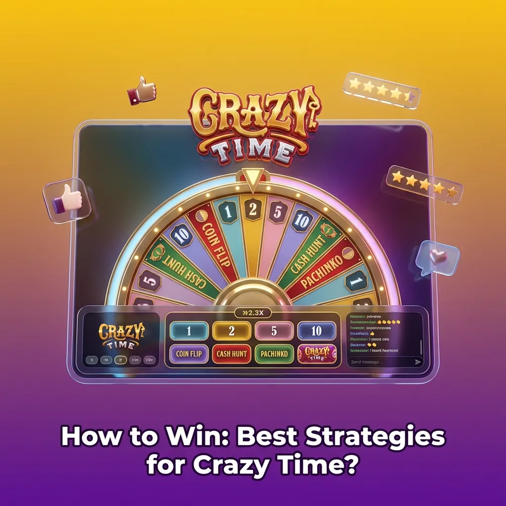 Illustration of Crazy Time wheel with chips on numbers and bonus rounds, highlighting risk management and profit target strategy
