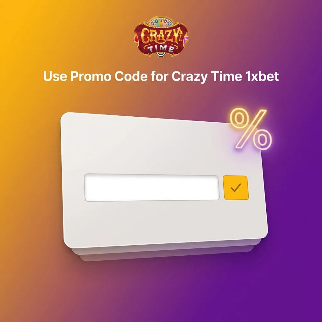 Banner promoting 1xBet Crazy Time with text urging users to enter promo code CRAZYINDIA during registration